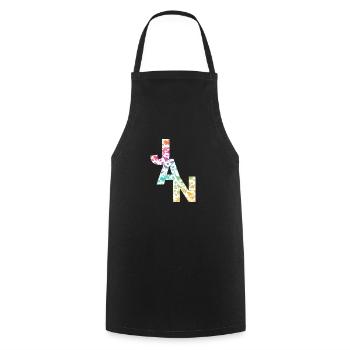 JAN - Beautiful boy name with dinosaur - Cooking Apron - black - Front - AI Model Male 185 dark (185cm)