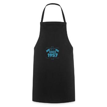 66e anniversaire Cadeau Charmant depuis 1957 - Tablier de cuisine - noir - Devant - AI Model Male 185 dark (185cm)
