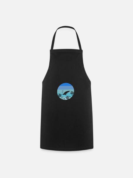 Marine Biology Marine Animal Retro Turtle - Cooking Apron - black
