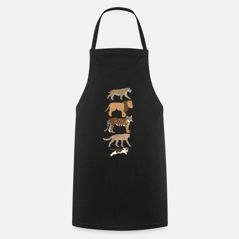 Evolution Chat Lion Guépard Vertical multicolore - Tablier de cuisine - noir