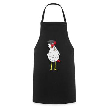 Schlaues kluges Huhn Henne Hühner Federvieh Abi - Kochschürze - Schwarz - Vorne - AI Model Male 185 dark (185cm)