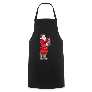 Santa Claus Christmas Bodybuilding - Cooking Apron - black - Front - AI Model Male 185 dark (185cm)