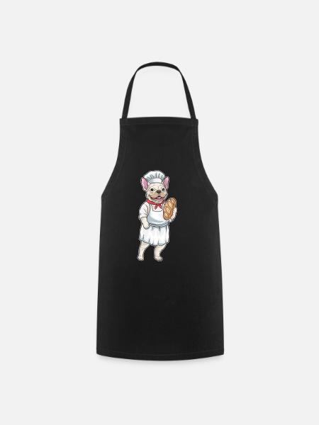 Französische Bulldogge Bäcker Brot Backen - Kochschürze - Schwarz