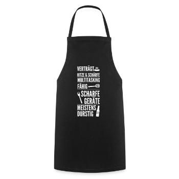 Tolerates heat & spiciness – Grill Spruch Design - Cooking Apron - black - Front - AI Model Male 185 dark (185cm)