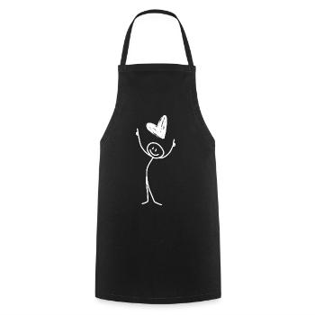 Bonhomme bâton « Love » (avec cœur) - Tablier de cuisine - noir - Devant - AI Model Male 185 dark (185cm)