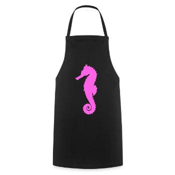 Seepferdchen pink - Kochschürze - Schwarz - Vorne - AI Model Male 185 dark (185cm)