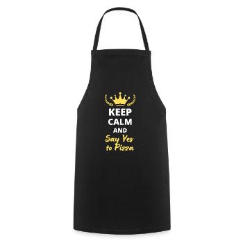 “Keep Calm and Say Yes to Pizza” - Gourmandise - Tablier de cuisine - noir - Devant - AI Model Male 185 dark (185cm)