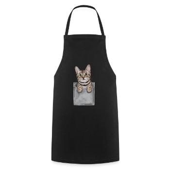 Ägyptische Mau-Katze in der Tasche Geschenk - Kochschürze - Schwarz - Vorne - AI Model Male 185 dark (185cm)