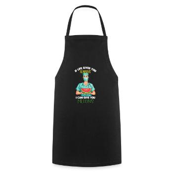 funny joke about plastic surgeons, - Cooking Apron - black - Front - AI Model Male 185 dark (185cm)