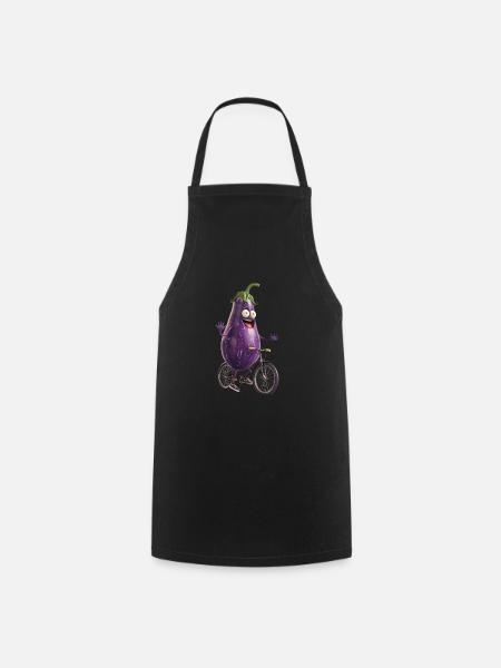 Aubergine Fahrrad - Kochschürze - Schwarz