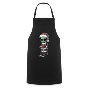 Alien Skifahrer Santa Claus Winterspaß - Kochschürze - Schwarz - Vorne - AI Model Male 185 dark (185cm)