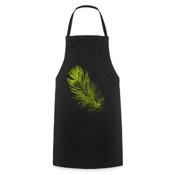 Abstrait plume / ligne / vert / motif - Tablier de cuisine - noir - Devant - AI Model Male 185 dark (185cm)