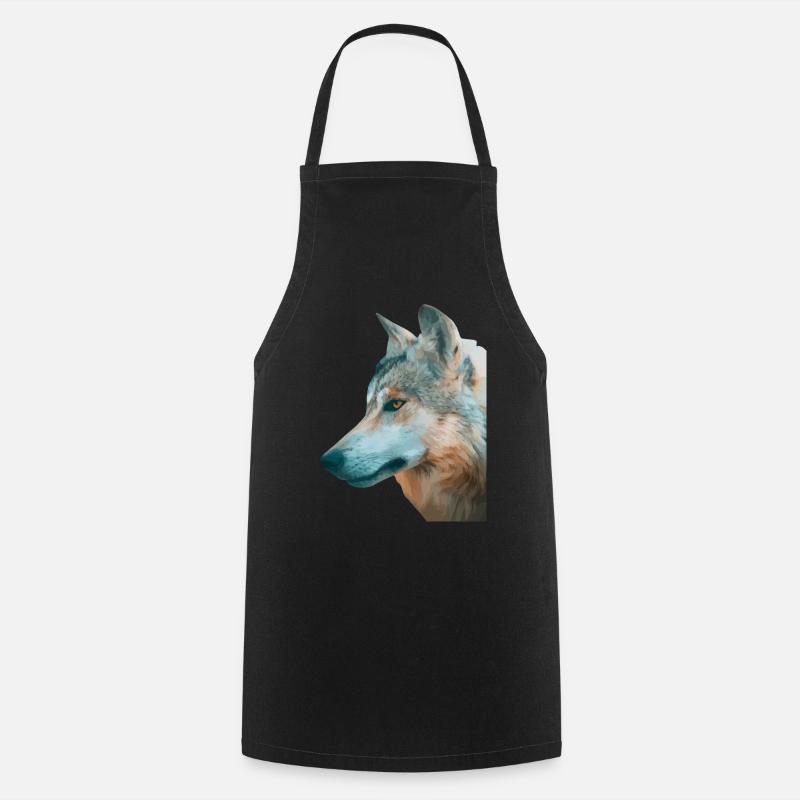 Tête de loup Aquarelle - Tablier de cuisine - noir
