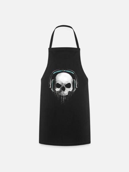 Headphone Skull - Kochschürze - Schwarz