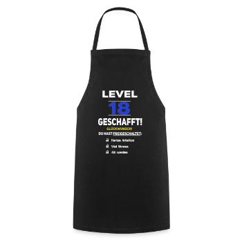 Level 18 - 18. Geburtstag Gaming lustiges Geschenk - Kochschürze - Schwarz - Vorne - AI Model Male 185 dark (185cm)