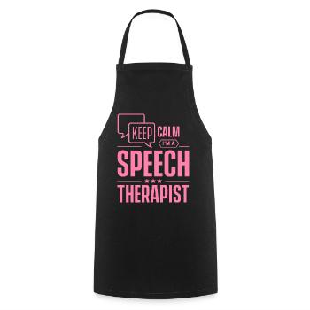 Stay calm I'm a speech therapist Speech therapist Speech therapy - Cooking Apron - black - Front - AI Model Male 185 dark (185cm)