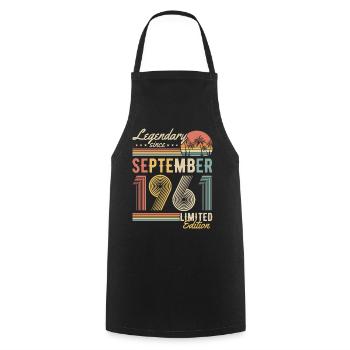 Septembre 1961 né Vintage Anniversaire Rétro - Tablier de cuisine - noir - Devant - AI Model Male 185 dark (185cm)