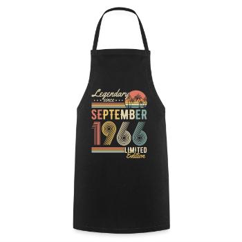 September 1966 born Vintage Birthday Retro - Cooking Apron - black - Front - AI Model Male 185 dark (185cm)