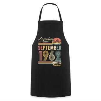 Septembre 1962 né Vintage Anniversaire Rétro - Tablier de cuisine - noir - Devant - AI Model Male 185 dark (185cm)