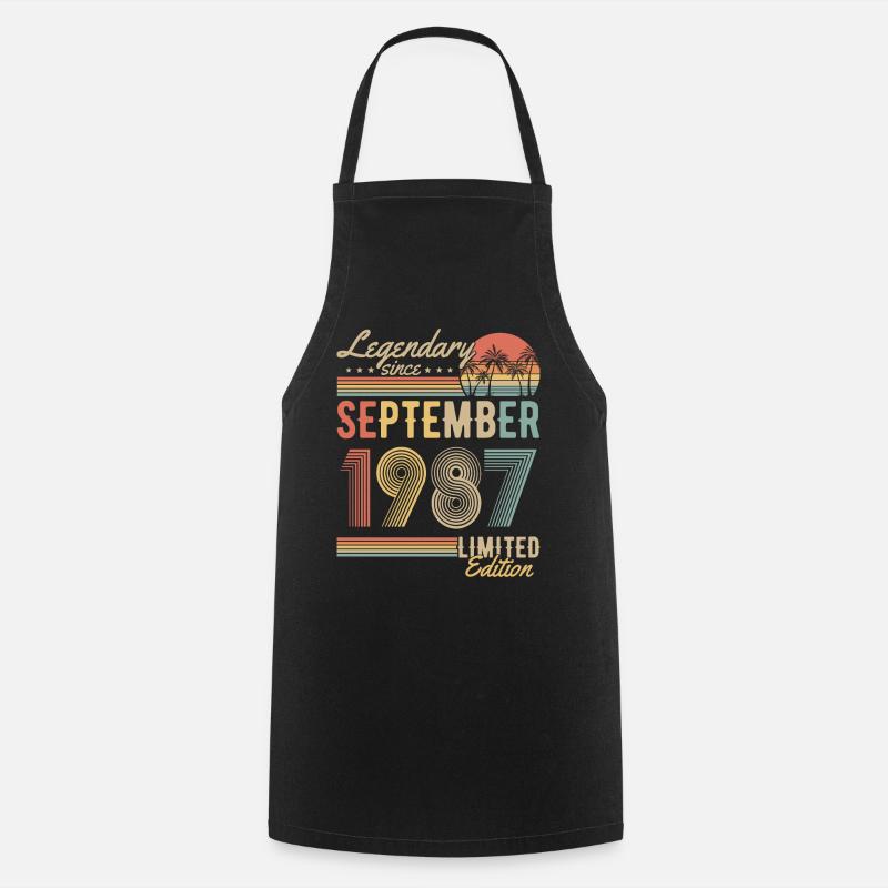 September 1987 geboren Vintage Geburtstag Retro - Kochschürze - Schwarz