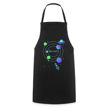 Astronaute, Espace, Planète, Étoile, Lune, Soleil - Tablier de cuisine - noir - Devant - AI Model Male 185 dark (185cm)