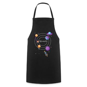 Astronaute, Espace, Planète, Étoile, Lune, Soleil - Tablier de cuisine - noir - Devant - AI Model Male 185 dark (185cm)