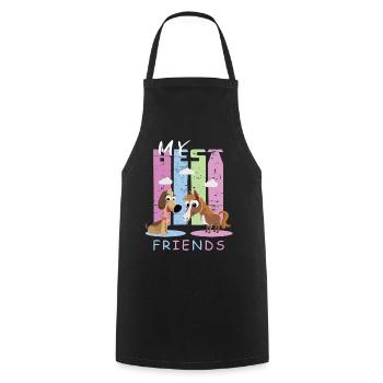 Horse and dog - Cooking Apron - black - Front - AI Model Male 185 dark (185cm)