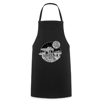 Champignons dans la nature - Tablier de cuisine - noir - Devant - AI Model Male 185 dark (185cm)