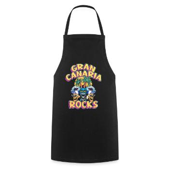 Gran Canaria Summer Sun Beach Palm Trees Skull - Cooking Apron - black - Front - AI Model Male 185 dark (185cm)