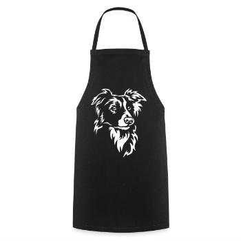 Border Collie Head "Black Edition" - Cooking Apron - black - Front - AI Model Male 185 dark (185cm)