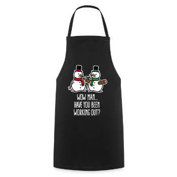 Drôle de bonhomme de neige Cartoon Fitness Gym Noël - Tablier de cuisine - noir - Devant - AI Model Male 185 dark (185cm)