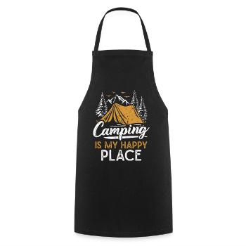 Camping Lieblingsplatz Zelten Berge Wandern Camper - Kochschürze - Schwarz - Vorne - AI Model Male 185 dark (185cm)