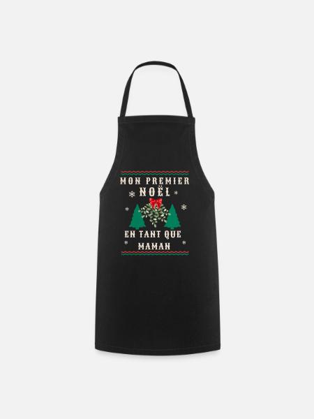 MY FIRST CHRISTMAS AS A MOM WOMEN'S TSHIRT - Cooking Apron - black