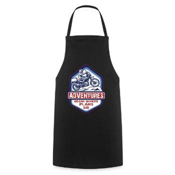 Adventures begin where plans end -Motorcycle - Cooking Apron - black - Front - AI Model Male 185 dark (185cm)
