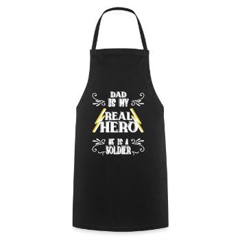 Dad my real Hero, Soldier, Pride, Gift, - Cooking Apron - black - Front - AI Model Male 185 dark (185cm)