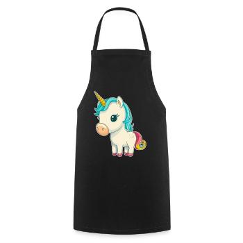 Licorne colorée douce mignonne bande dessinée bande dessinée - Tablier de cuisine - noir - Devant - AI Model Male 185 dark (185cm)