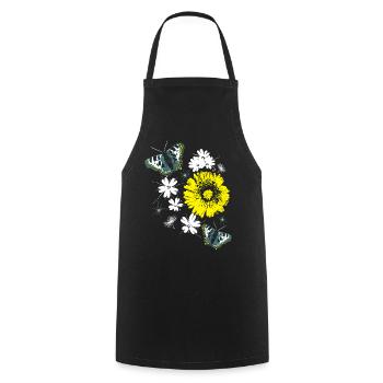 Flowers Chrysanthemums Butterflies Summer - Cooking Apron - black - Front - AI Model Male 185 dark (185cm)