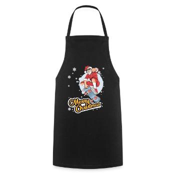 Christmas Santa Claus Merry Christmas Skater - Cooking Apron - black - Front - AI Model Male 185 dark (185cm)