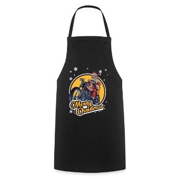 Motorcycle Chopper Merry Christmas Christmas - Cooking Apron - black - Front - AI Model Male 185 dark (185cm)
