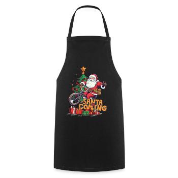 Christmas Santa Claus St. Nicholas Bicycle - Cooking Apron - black - Front - AI Model Male 185 dark (185cm)