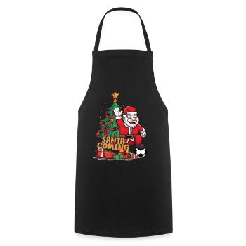 Weihnachten Santa Claus Nikolaus Fußball - Kochschürze - Schwarz - Vorne - AI Model Male 185 dark (185cm)