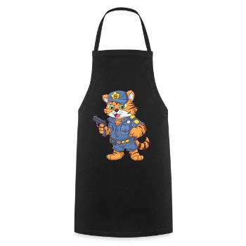 Tiger Polizist - Kochschürze - Schwarz - Vorne - AI Model Male 185 dark (185cm)