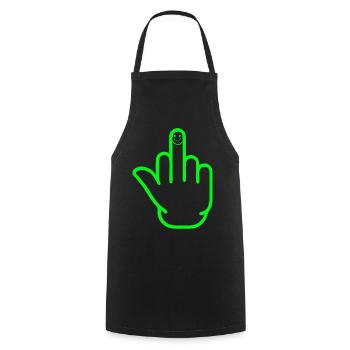Doigt d’honneur heureux - Tablier de cuisine - noir - Devant - AI Model Male 185 dark (185cm)