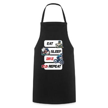Eat Sleep Bike Repeat Bike & MTB Saying - Cooking Apron - black - Front - AI Model Male 185 dark (185cm)
