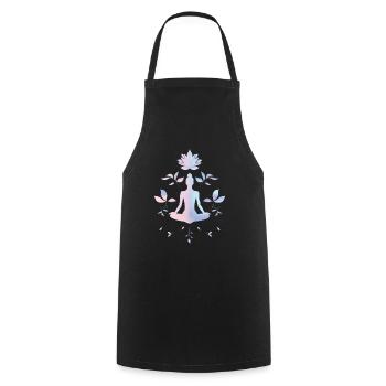 Meditation & Balance – Calm Lotus Illustration - Cooking Apron - black - Front - AI Model Male 185 dark (185cm)