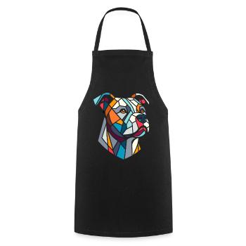 Staffordshire geometric bull terrier, staffy - Cooking Apron - black - Front - AI Model Male 185 dark (185cm)