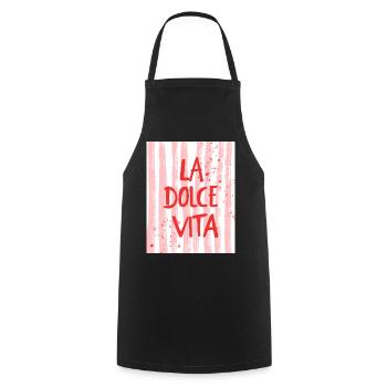 La Dolce Vita - la douceur de vivre - Tablier de cuisine - noir - Devant - AI Model Male 185 dark (185cm)