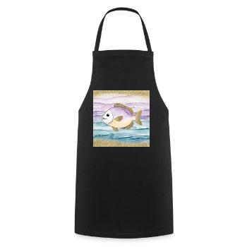Playful fish in the water - Cooking Apron - black - Front - AI Model Male 185 dark (185cm)