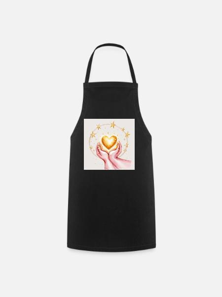 Golden heart in the protection of the hands - Cooking Apron - black