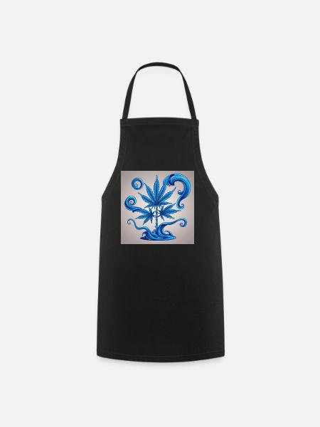 Blauer Hanfbaum mit Wasserdesign - Kochschürze - Schwarz